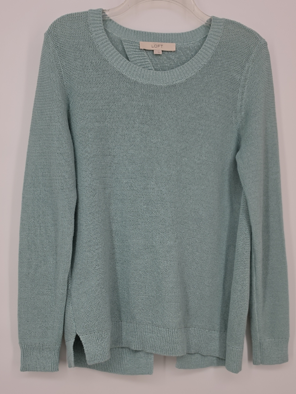 LOFT Women’s Small Mint Green Open Back Knit Sweater Long Sleeve Soft